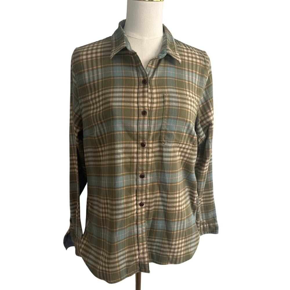 LL Bean Long‑Sleeve Flannel Plaid Button‑Up – Small